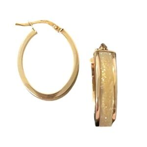 Midas 14K Gold Plated Sterling Silver Stardust Striped Chunky Oval Hoop Earrings